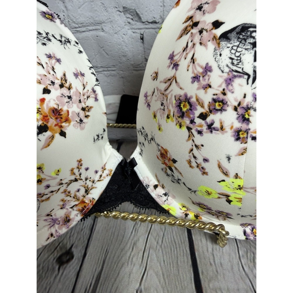 Torrid 44C Skulls Roses Push‎ Up Plunge Bra New!! Curve - Picture 3 of 9